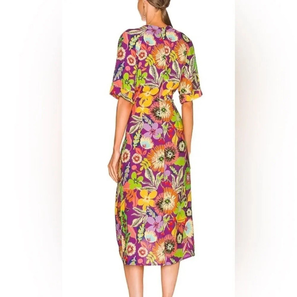 Le Superbe Floral Muse Asymmetric Tie Front Midi Dress NWT Revolve Brand Tropica - Picture 2 of 15